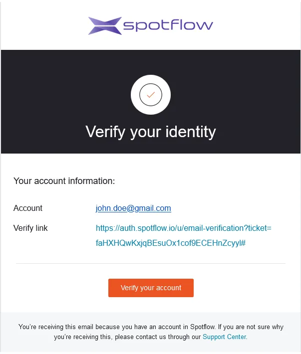 The Original Spotflow Verification Email Template