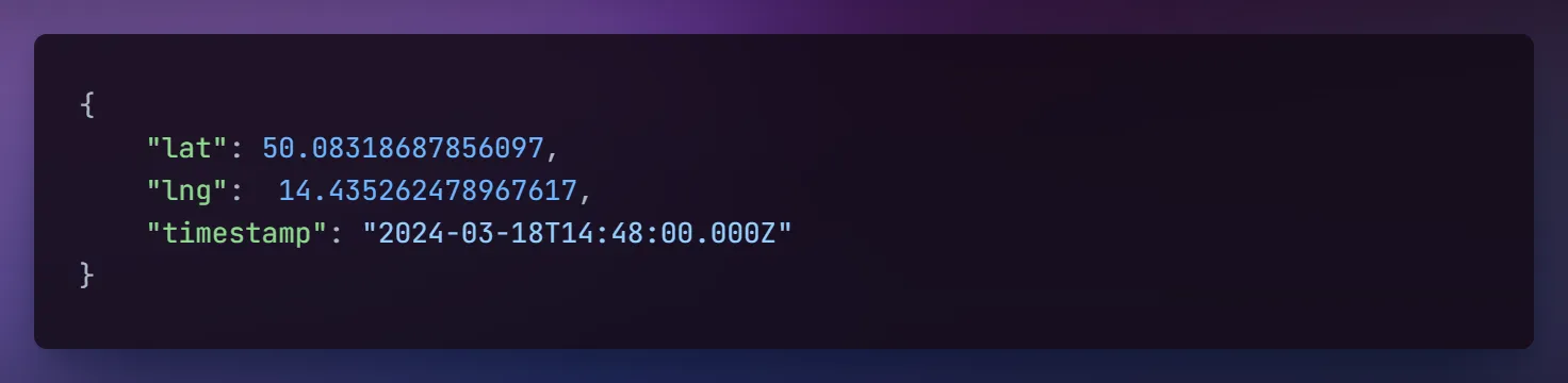 JSON message example for location tracking