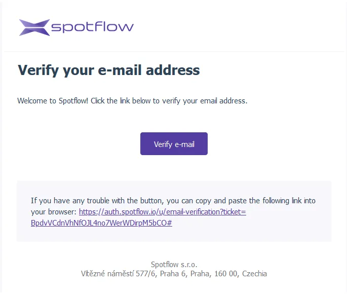 The New Spotflow Verification Email Template
